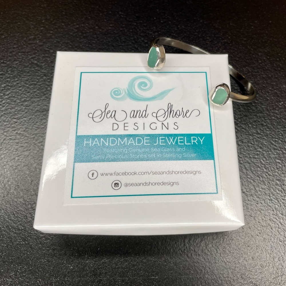 Sterling Silver Teal Aqua Beach Sea Glass Bracelet Etsy Artisan